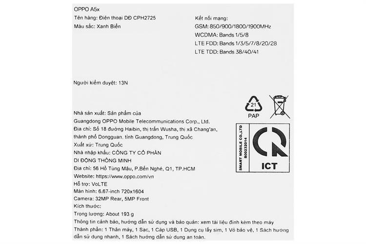 ĐTDĐ OPPO A5X 4G 64G XANH NƯỚC BIỂN - Ảnh 14